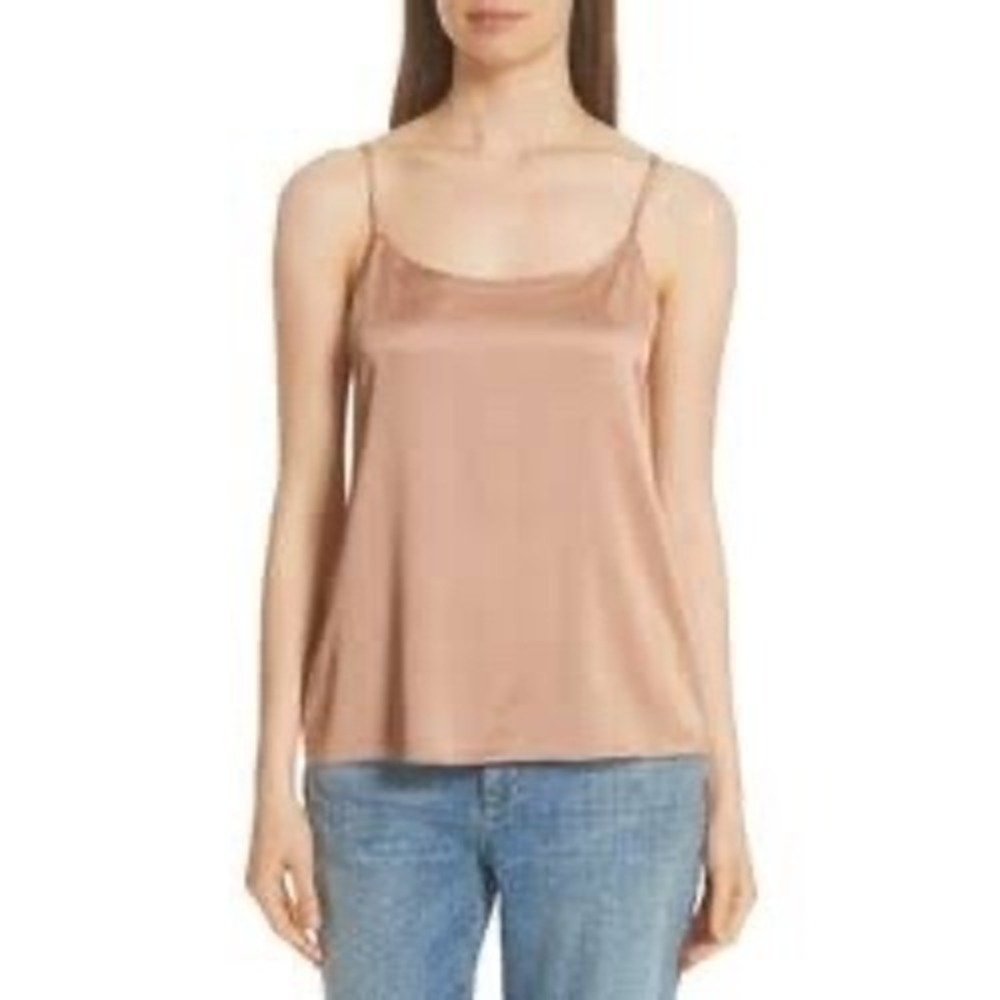 Eileen Fisher Bronze Silk Satin Camisole Top XXS Adjustable Straps Scoop Neck